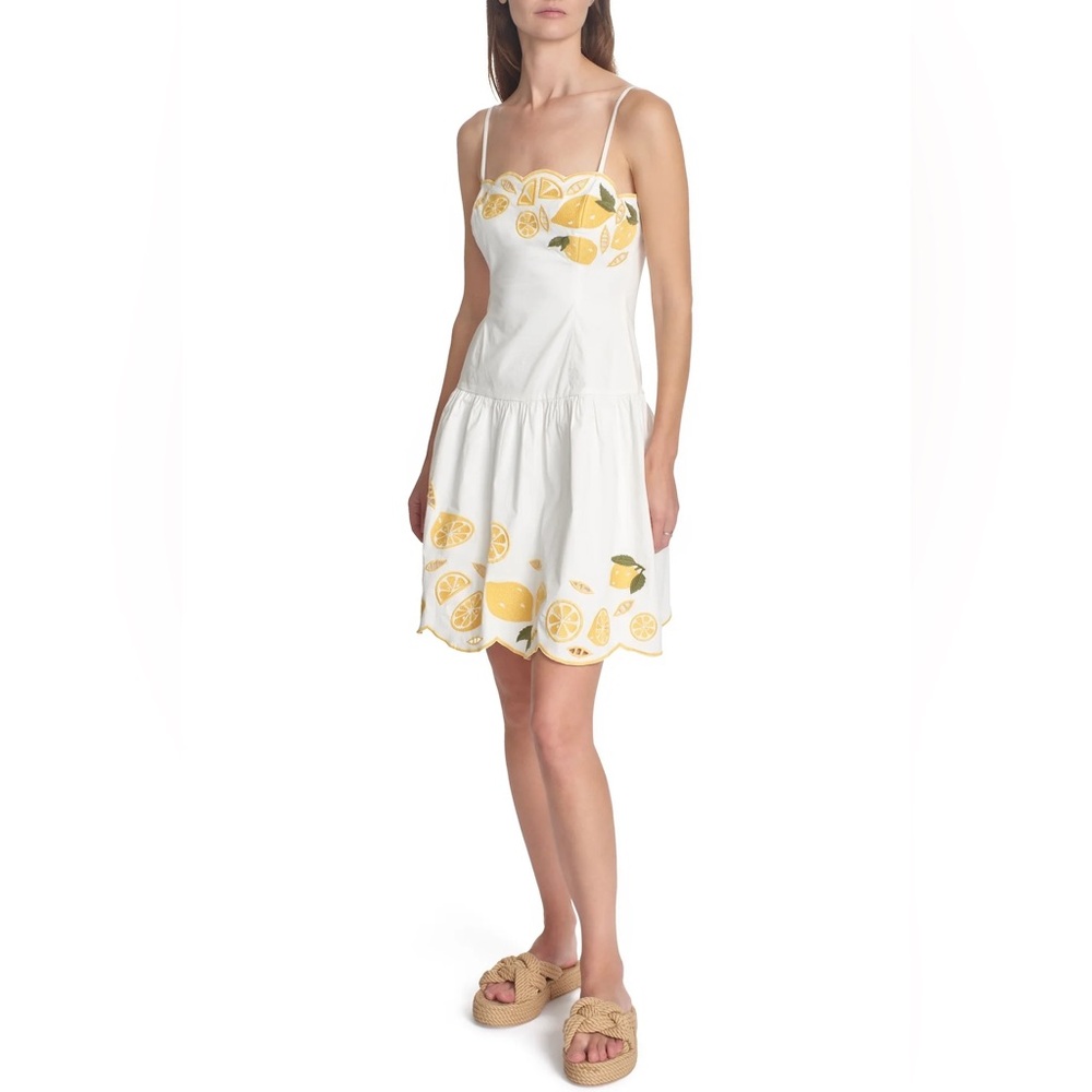 Anthropologie COREY LYNN CALTER Lemon Print Dress Embroidered Destiny Sundress - Picture 5 of 16